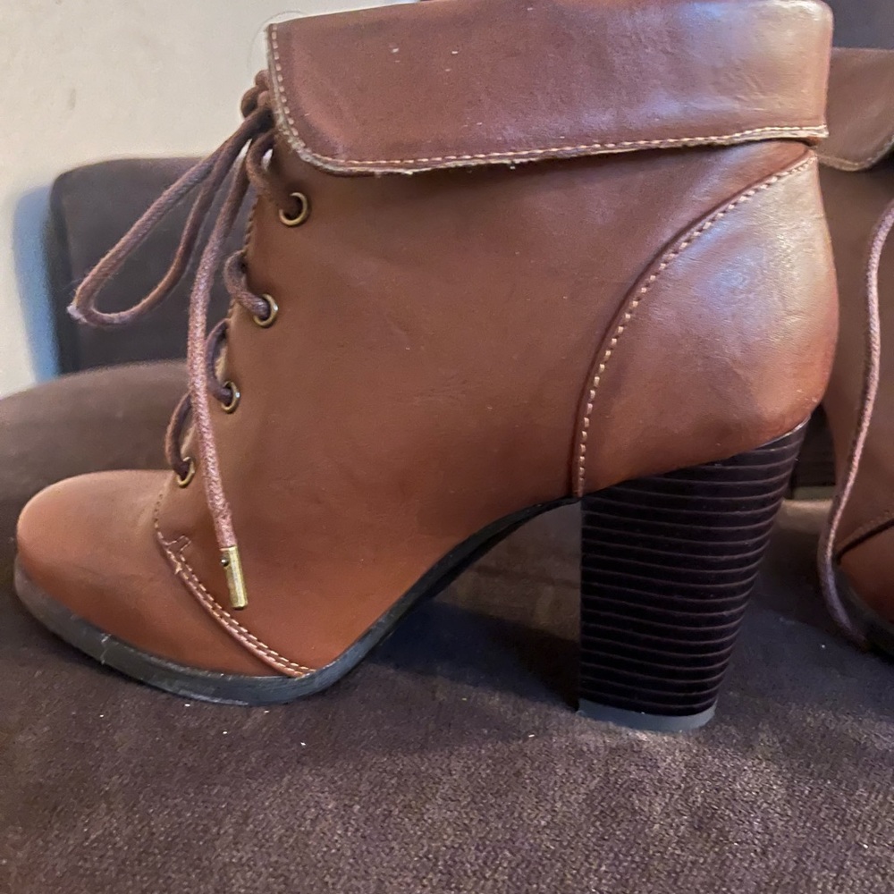 Brown booties with heels